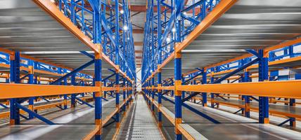 Empty shelves in new distribution warehouse