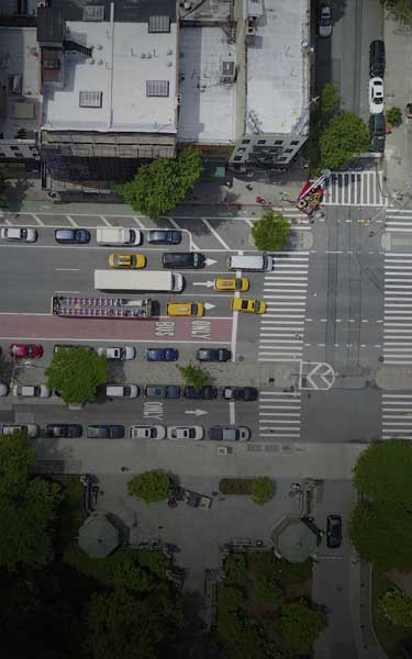overhead view of NYC streets