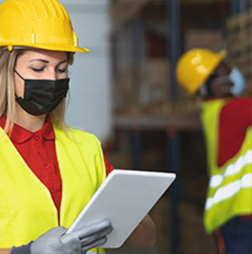 Team working in warehouse doing inventory