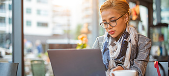 Woman using laptop