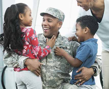 US military veteran with family