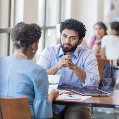 man meeting with woman