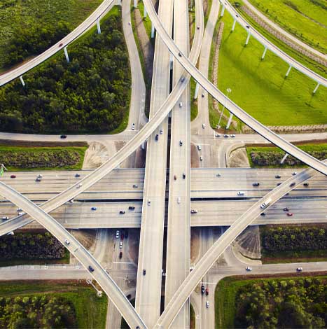 roads intersecting and crossing