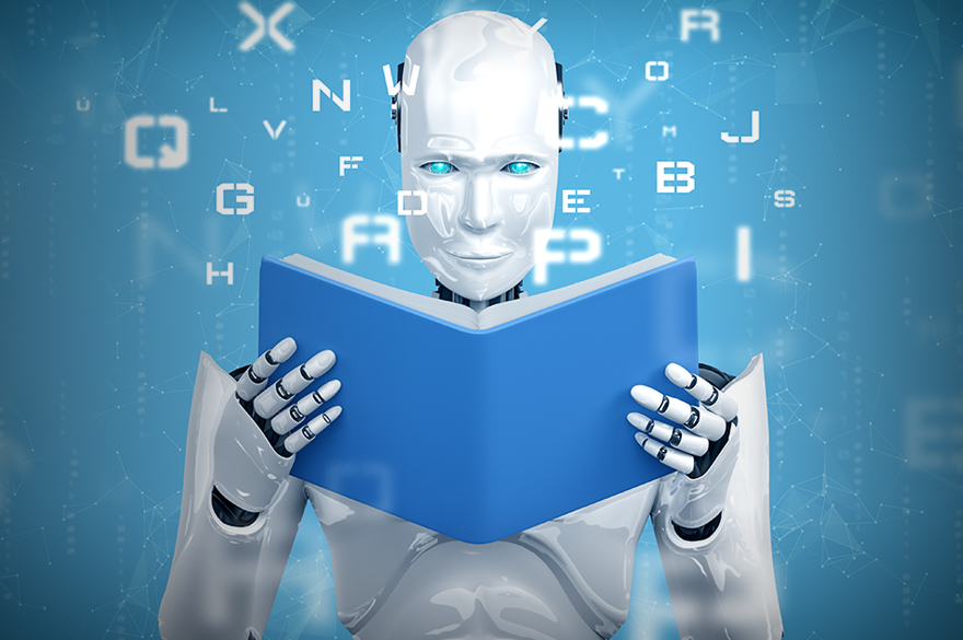 Robot reading a book