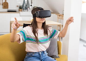 girl with VR goggles on