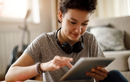 woman on tablet