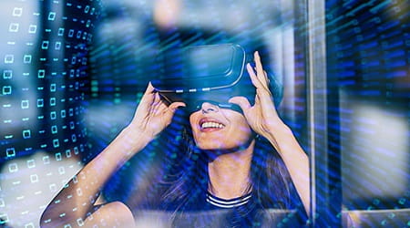 woman with VR goggles