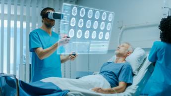 doctor using VR goggles