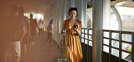 Woman is using phone