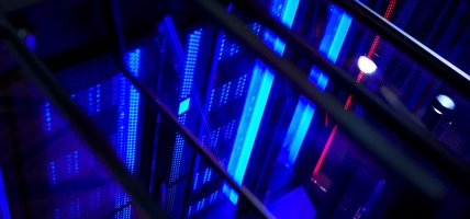 Blue light in data storage room