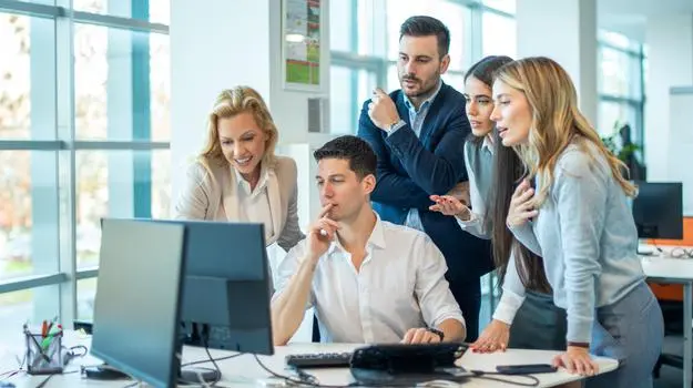 Employee discussing something related to work