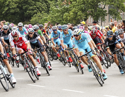 Tour de France riders in race