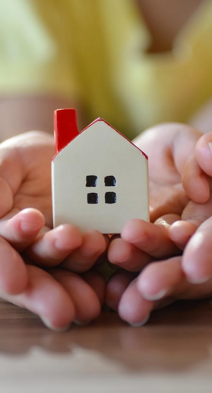 small house model on kids palm