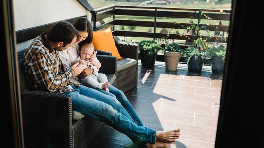 Family is enjoying his family time with his child